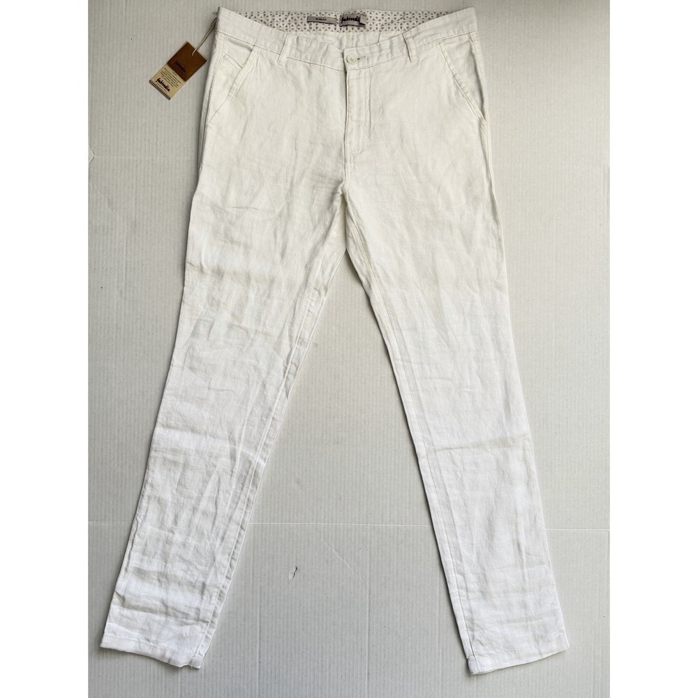 Fabindia Men's 34x32 White 100% Linen Pants NWT Beach Wedding White Party